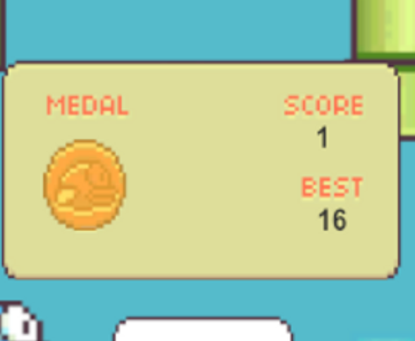 Score and medal screenshot